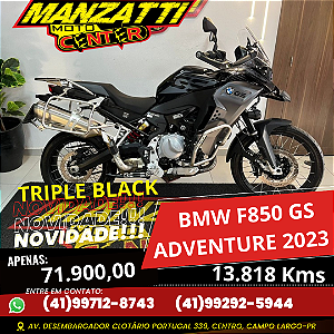 Moto BMW F850GS Adventure Preta 2023 - Triple Black