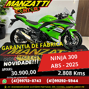 Moto Kawasaki Ninja 300 Verde 2025 - Garantia de Fábrica