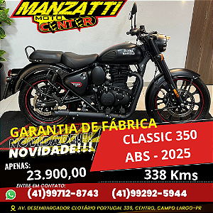 Moto Royal Enfield Classic 350 ABS Halcyon Black Preta 2025 - Garantia de Fábrica