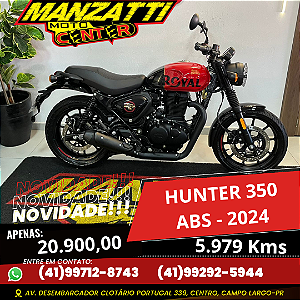 Moto Royal Enfield Hunter Rebell Red 350 ABS Vermelha 2024