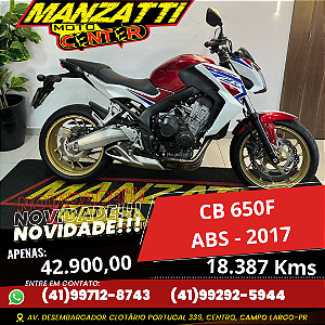 Moto Honda CB 650F ABS Vermelha 2017