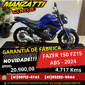 Moto Yamaha Fazer FZ15 ABS 150cc Azul 2024 - Garantia de Fábrica