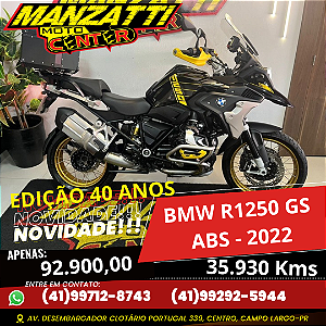 Moto BMW R1250 GS Premium Preta 2022 - Edição 40 Anos