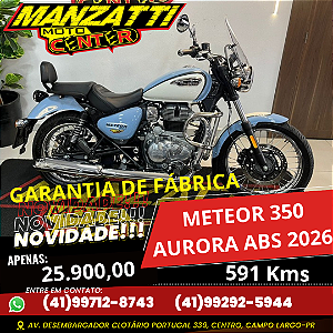 Moto Royal Enfield Meteor 350 ABS Aurora Azul 2026 - Garantia de Fábrica