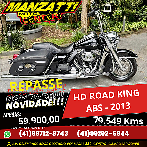 Moto Harley Davidson Road King ABS Preta 2013 - REPASSE