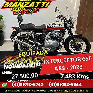 Moto Royal Enfield Interceptor 650 ABS Branca 2023 - Equipada