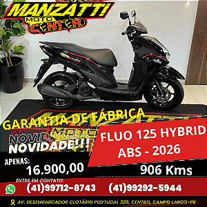 Moto Yamaha Fluo 125cc Hybrid ABS Preta 2026 - Garantia de Fábrica