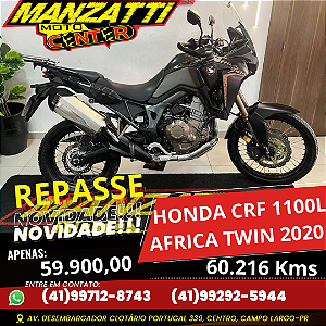 Moto Honda CRF 1100L AS Africa Twin STD Preta 2020 - REPASSE