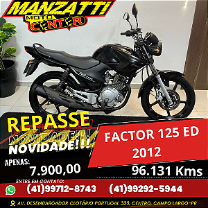 Moto Yamaha YBR Factor 125 ED 2012 Preta - REPASSE