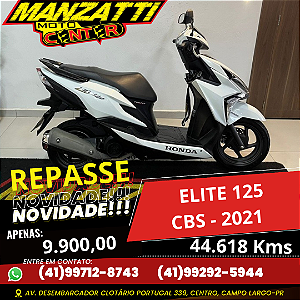 Moto Honda Elite 125 CBS Branca 2021 - REPASSE