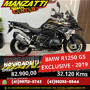 Moto BMW R1250 GS Exclusive ABS Preta 2019