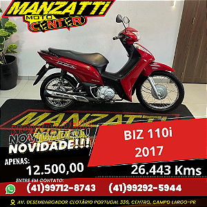 Moto Honda BIZ 110i Vermelha 2017