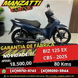Moto Honda Biz 125 EX CBS Azul 2025 - Garantia de Fábrica