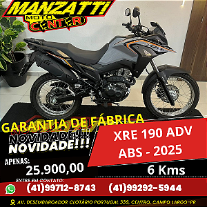 Moto Honda XRE 190 Adventure ABS Cinza 2025 - Garantia de Fábrica