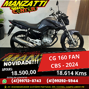 Moto Honda CG 160 Fan CBS Cinza 2024