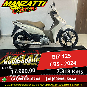 Moto Honda Biz 125 CBS Branca 2024