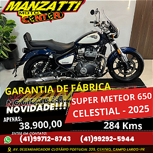 Moto Royal Enfield Super Meteor 650 Celestial ABS Azul 2025 - Garantia de Fábrica