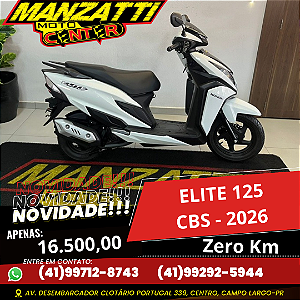 Moto Honda Elite 125 CBS Branca 2026 - ZeroKm