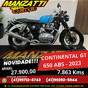 Moto Royal Enfield Continental GT 650 ABS Azul 2023 - Garantia de Fábrica