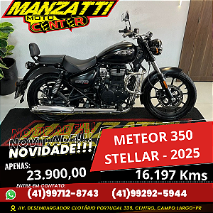 Moto Royal Enfield Meteor 350 ABS Stellar Preta 2025 - Garantia de Fábrica