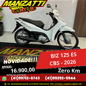 Moto Honda Biz 125 ES Branca 2026 - ZeroKm