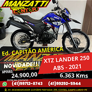 Moto Yamaha XTZ 250 Lander ABS Azul 2021 - Ed. Capitão América