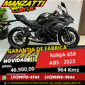 Moto Kawasaki Ninja 650 ABS Cinza 2025 - Garantia de Fábrica