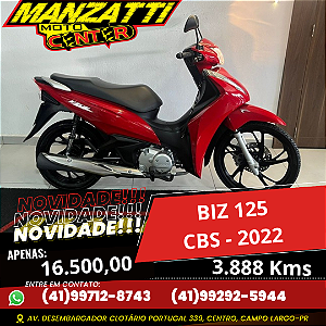 Moto Honda Biz 125 Vermelha 2022