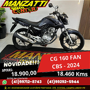 Moto Honda CG 160 Fan CBS Cinza 2024
