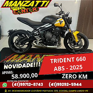 Moto Triumph Trident 660 ABS Preta 2025 - ZeroKM