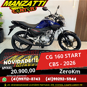Moto Honda CG 160 Start Azul 2026 ZeroKm