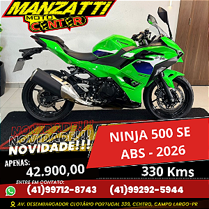 Moto Kawasaki Ninja 500 SE Verde 2026 - Garantia de Fábrica