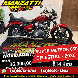 Moto Royal Enfield Super Meteor Celestial 650 ABS Vermelha 2026 - Garantia de Fábrica