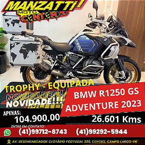 Moto BMW R1250 GS Adventure Trophy Azul 2023 - EQUIPADA