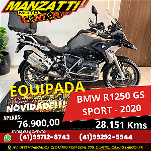 Moto BMW R1250 GS Sport ABS Preta 2020 - EQUIPADA