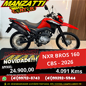 Moto Honda Bros 160 CBS Vermelha 2026