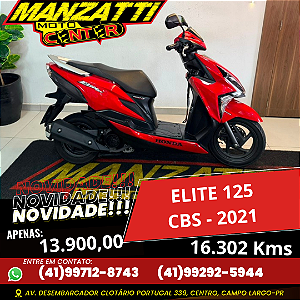 Moto Honda Elite 125 CBS Vermelha 2021