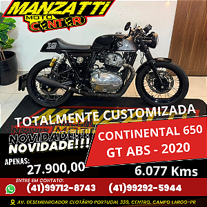 Moto Royal Enfield Continental GT 650 ABS Preta 2020 - Customizada