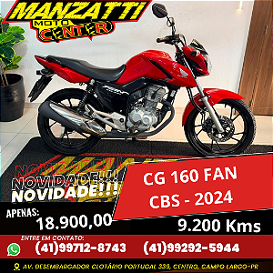Moto Honda CG 160 Fan CBS Vermelha 2024