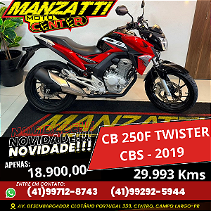 Moto Honda CB250F Twister CBS Vermelha 2019