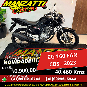 Moto Honda CG 160 Fan CBS Preta 2023