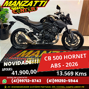 Moto Honda CB 500 Hornet ABS Preta 2026