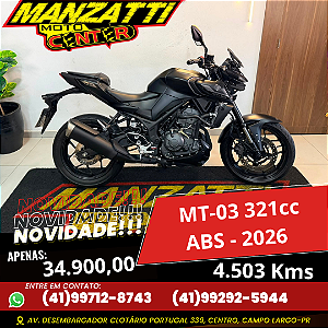 Yamaha MT-03 ABS 321cc Preta 2026