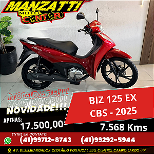 Moto Honda Biz 125 EX Vermelha 2025