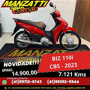 Moto Honda BIZ 110i Vermelha 2023