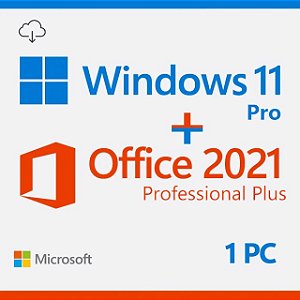 Combo Windows 11 Professional + Office 2021 Professional Plus – Licença Vitalícia - 32/64 Bits + Nota Fiscal