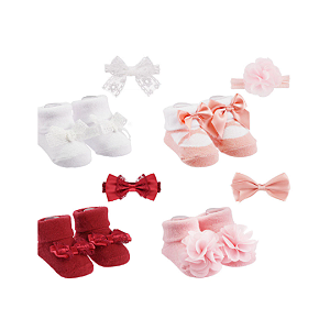 KIT MEIA FESTINHA COM FAIXA SOFT RECÉM NASCIDO