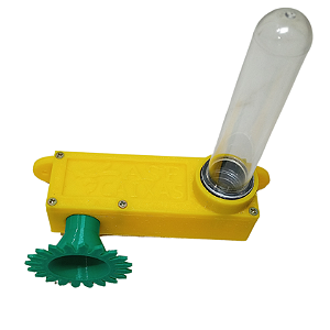 Alimentador Externo com circuito, "labirinto", cor AMARELO COM BICO VERDE. (kit COMPLETO)