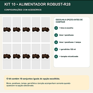 Kit 10 Alimentadores Robust-R28 com Bico de Entrada