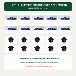 Kit 10 Suporte Ornamentado com Flores R28 com Tampão Ventilado
